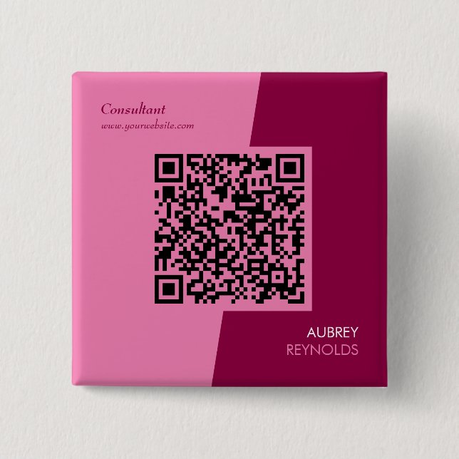 Simple Modern Professional QR Code Feminine Pink 15 Cm Square Badge (Front)