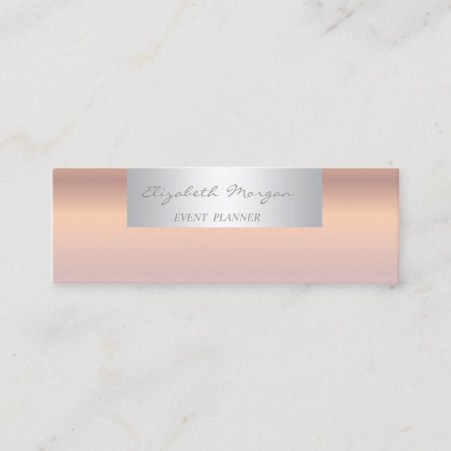 Simple Modern Professional Rose Gold Mini Business Card (Front)