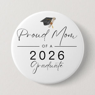 Simple Modern Proud mum of a 2026 graduate  7.5 Cm Round Badge