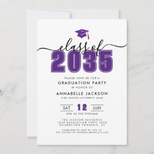 Simple Modern Purple Graduation Party Invitation