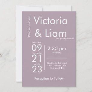 Simple Modern Purple Lavender Wedding Invitation