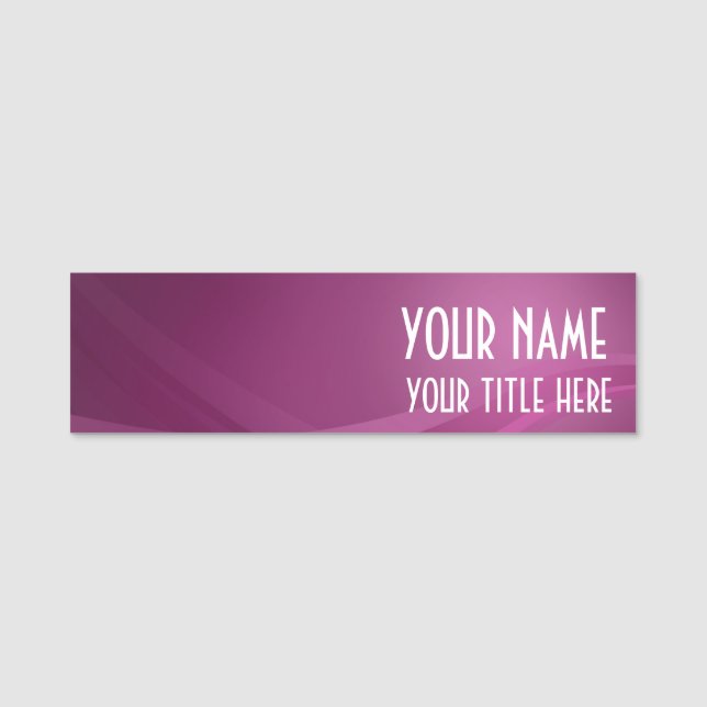 Simple Modern Purple Lilac Wave Name Tag (Front)