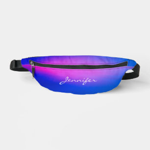 Simple Modern Purple Pink Blue With Script Name Bum Bags