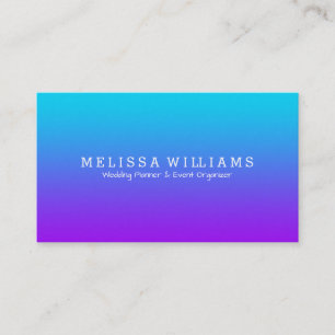 Simple Modern Purple To Blue Ombre White Accent Business Card