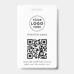 Simple Modern QR Code Business Logo Custom ID Badge