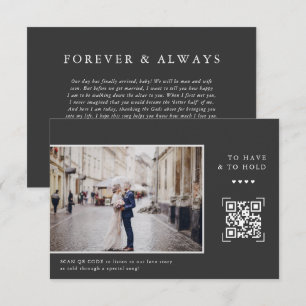 Simple Modern QR Code Letter to Groom Photo Thank You Card