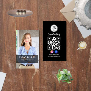 Simple Modern QR Code   Social Media & Photo Business Card