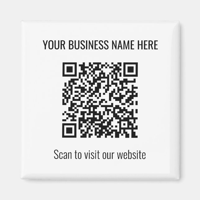 Simple Modern QR Code Square White Magnet (Front)
