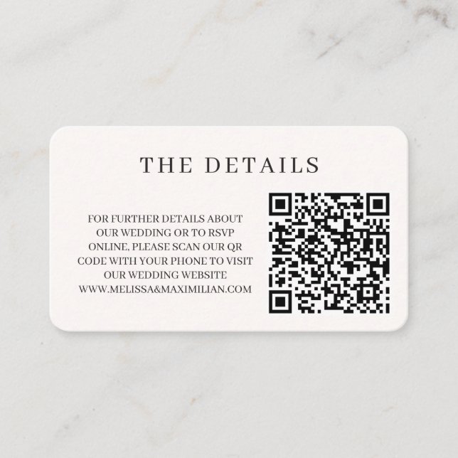 Simple modern QR Code website photo wedding  Enclosure Card (Front)