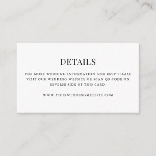 Simple Modern QR Code Wedding Details Mini Enclosure Card