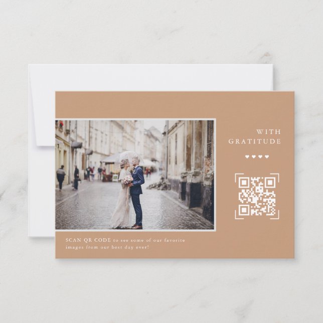 Simple Modern QR Code | Wedding Photo Thank You (Front)