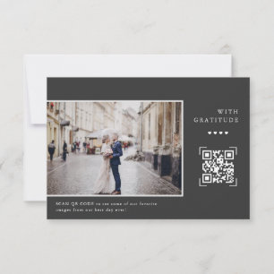 Simple Modern QR Code   Wedding Photo Thank You Card