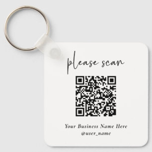 Simple Modern QR Code with Logo Back Key Ring