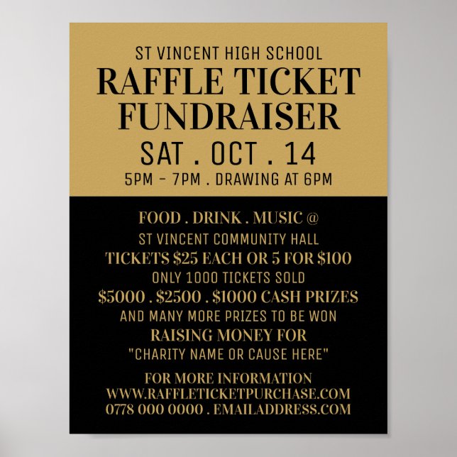 Simple & Modern, Raffle Ticket Fundraiser Event Poster (Front)