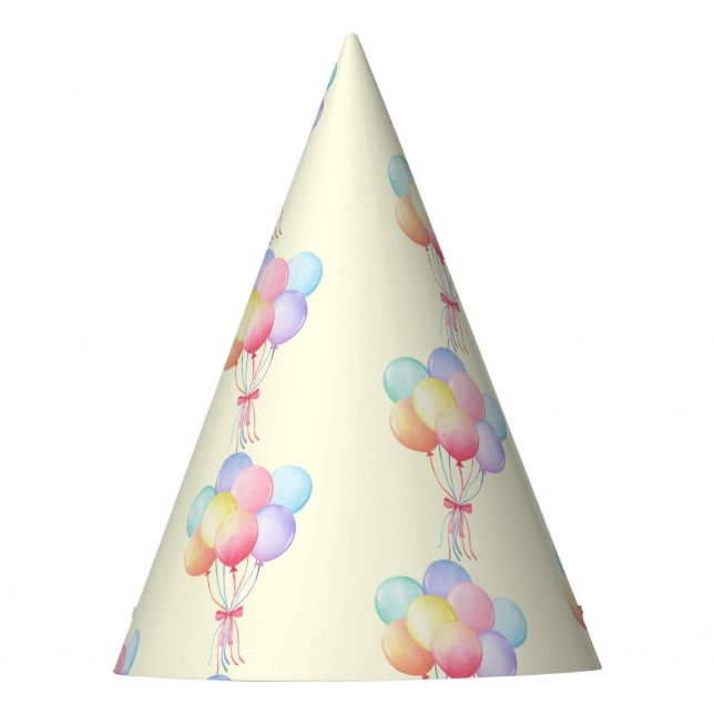Simple Modern Rainbow Balloon birthday party Party Hat (Front)