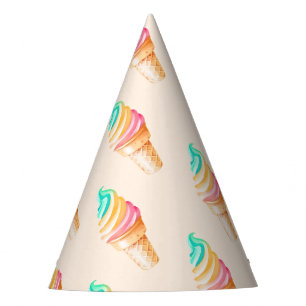 Simple Modern Rainbow ice cream birthday party Hat