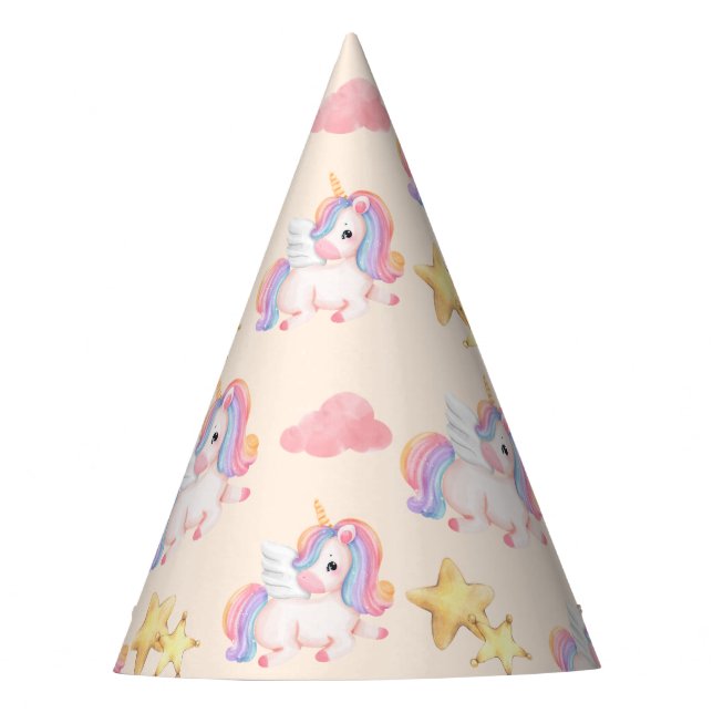 Simple Modern Rainbow unicorn birthday party Hat (Front)