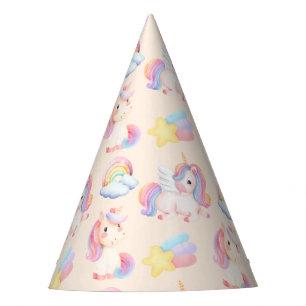 Simple Modern Rainbow unicorn birthday party Party Hat
