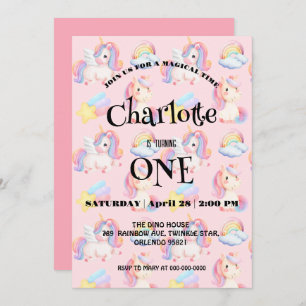 Simple Modern Rainbow unicorn birthday party Save The Date
