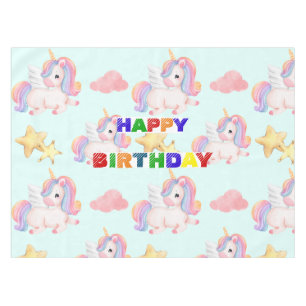 Simple Modern Rainbow unicorn birthday party Tablecloth