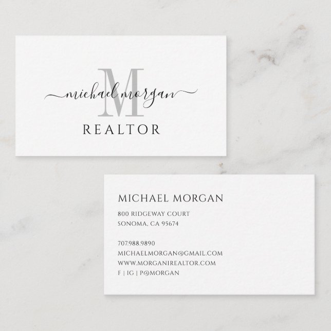 Simple Modern Realtor Script Business  Card (Front/Back)
