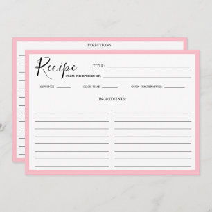 Simple Modern Recipe Card Pink