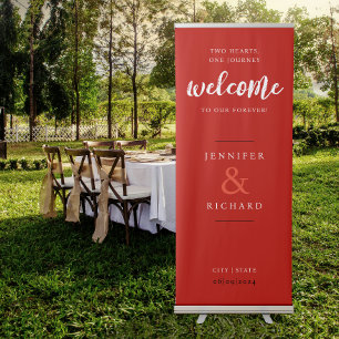 Simple Modern Red And White Inspiration Wedding  Retractable Banner