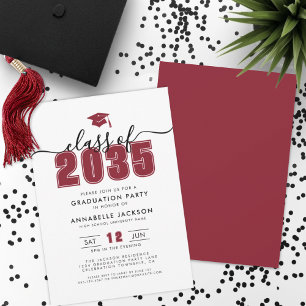 Simple Modern Red Graduation Party Invitation