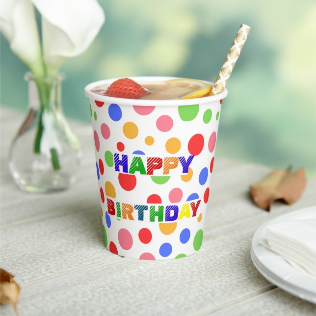 Simple Modern red green Polka dot birthday party Paper Cups (Insitu)