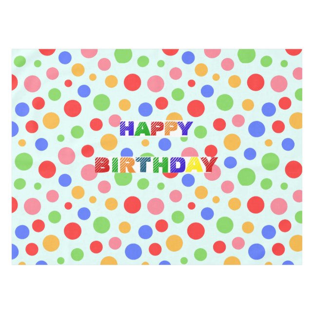 Simple Modern red green Polka dot birthday party Tablecloth (Front (Horizontal))
