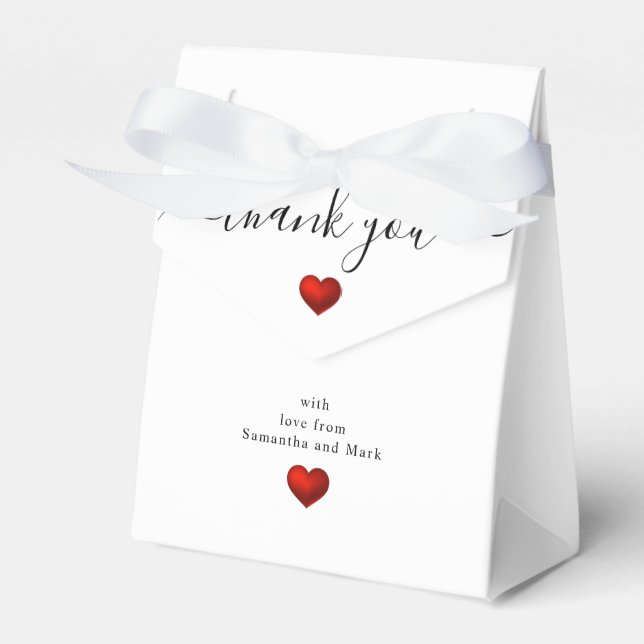 Simple Modern Red Heart White Wedding Favour Box (Front Side)