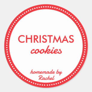 Simple Modern Red Homemade Christmas Cookies Classic Round Sticker