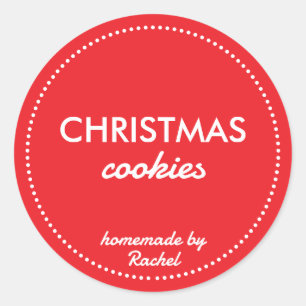 Simple Modern Red Homemade Christmas Cookies Classic Round Sticker