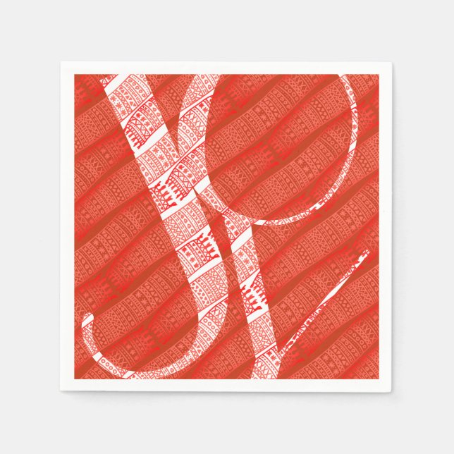 Simple Modern Red Pattern Christmas Joy Napkin (Front)