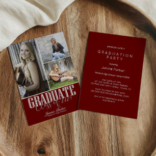 Simple Modern Red Photo Graduation Party Invitation