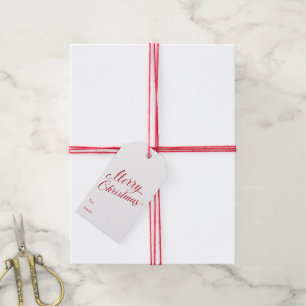 Simple Modern Red Script Elegant Christmas Gift Tags