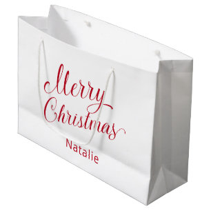 Simple Modern Red Script Elegant Christmas Large Gift Bag
