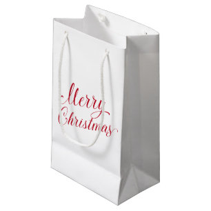Simple Modern Red Script Elegant Christmas Small Gift Bag
