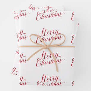 Simple Modern Red Script Elegant Christmas Wrapping Paper Sheet
