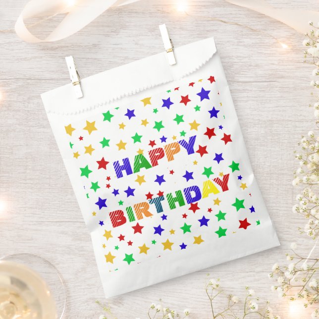 Simple Modern red Star colourful birthday party Favour Bags (Clipped)