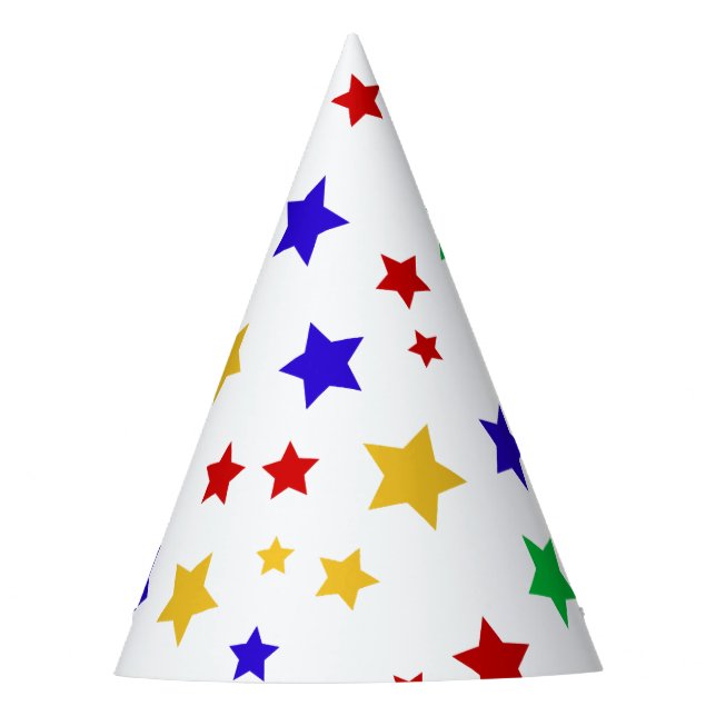 Simple Modern red Star colourful birthday party Party Hat (Front)