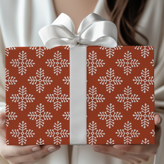 Simple Modern Red & White Snowflake Christmas Wrapping Paper (Creator Uploaded)