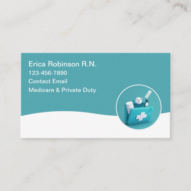 Simple Modern Registered Nurse Business Cards  (Front)
