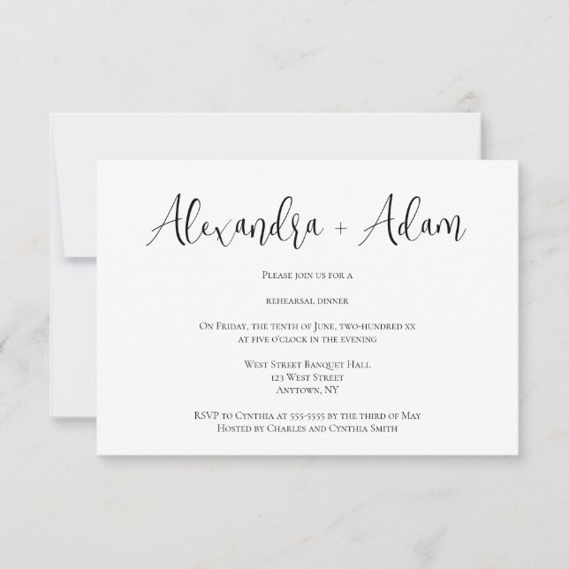 Simple modern rehearsal dinner invitations (Front)