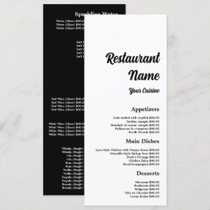 Simple & Modern, Restaurant Slimline Menu