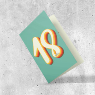 Simple Modern Retro Groovy Eighteen 18th Birthday Card