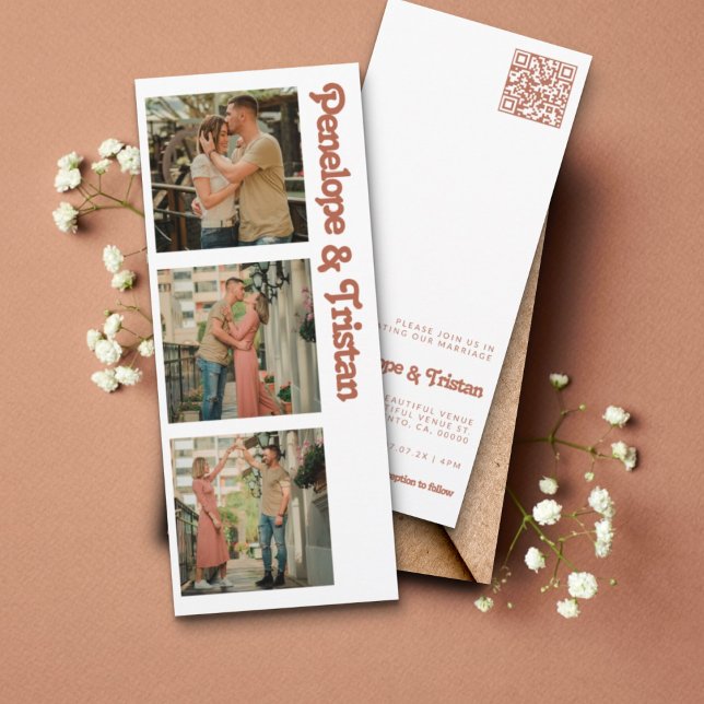 Simple Modern Retro Typography Photo Wedding Invitation (Creator Uploaded)