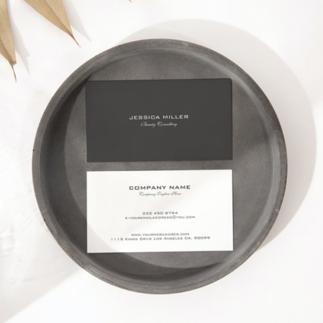 Simple Modern Reversible Grey and White Business Card (Creator Uploaded)