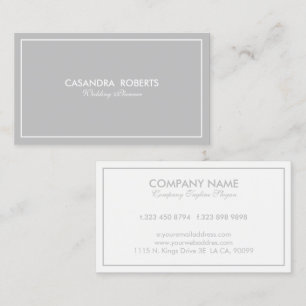 Simple Modern Reversible Grey & White Border Business Card