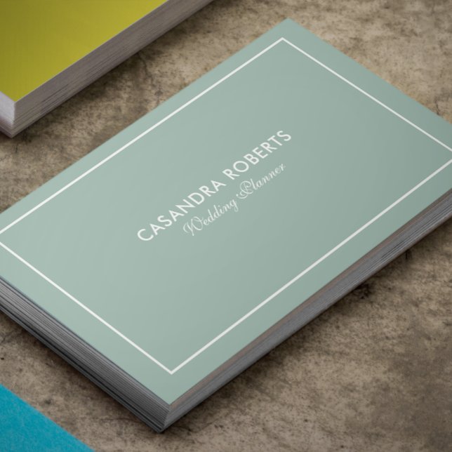 Simple Modern Reversible Sage-Green & White Border Business Card (Creator Uploaded)